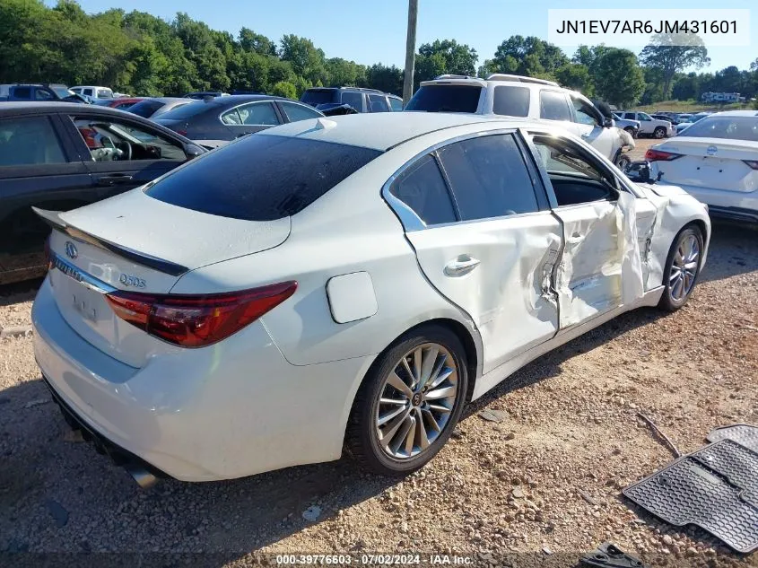 2018 Infiniti Q50 3.0T Luxe VIN: JN1EV7AR6JM431601 Lot: 39776603