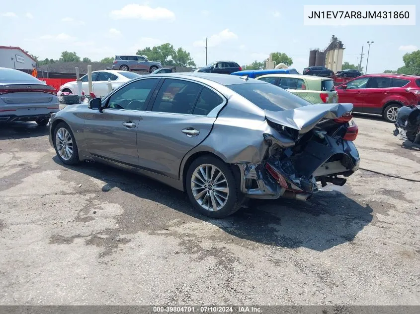 2018 Infiniti Q50 3.0T Luxe VIN: JN1EV7AR8JM431860 Lot: 39804701