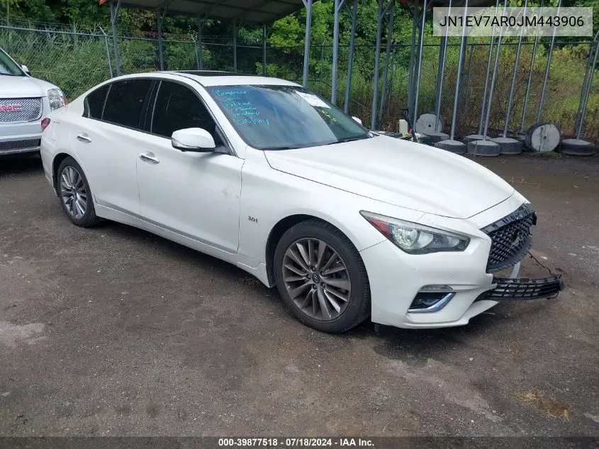 2018 Infiniti Q50 3.0T Luxe VIN: JN1EV7AR0JM443906 Lot: 39877518