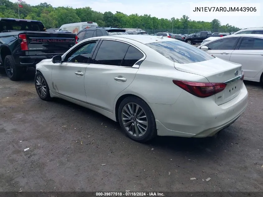 2018 Infiniti Q50 3.0T Luxe VIN: JN1EV7AR0JM443906 Lot: 39877518