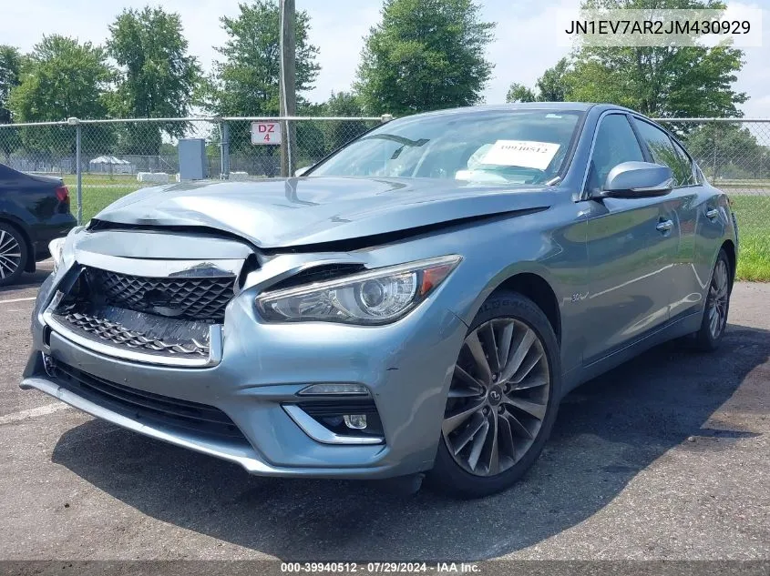 2018 Infiniti Q50 3.0T Luxe VIN: JN1EV7AR2JM430929 Lot: 39940512