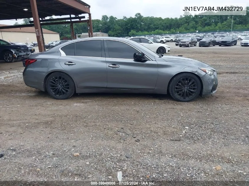 2018 Infiniti Q50 3.0T Luxe VIN: JN1EV7AR4JM432729 Lot: 39949005