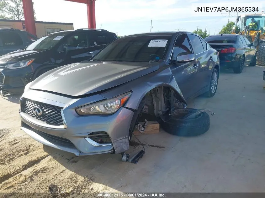 2018 Infiniti Q50 3.0T Luxe VIN: JN1EV7AP6JM365534 Lot: 40012175