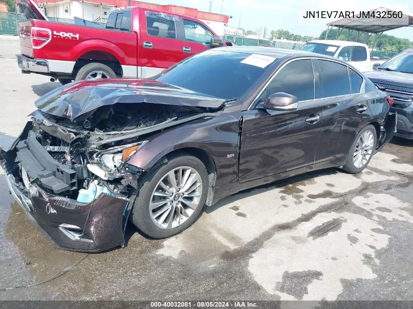 2018 Infiniti Q50 3.0T Luxe VIN: JN1EV7AR1JM432560 Lot: 40032081