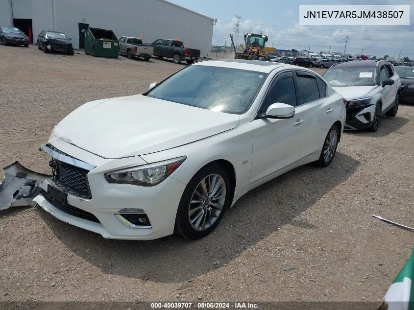 2018 Infiniti Q50 3.0T Luxe VIN: JN1EV7AR5JM438507 Lot: 40039707