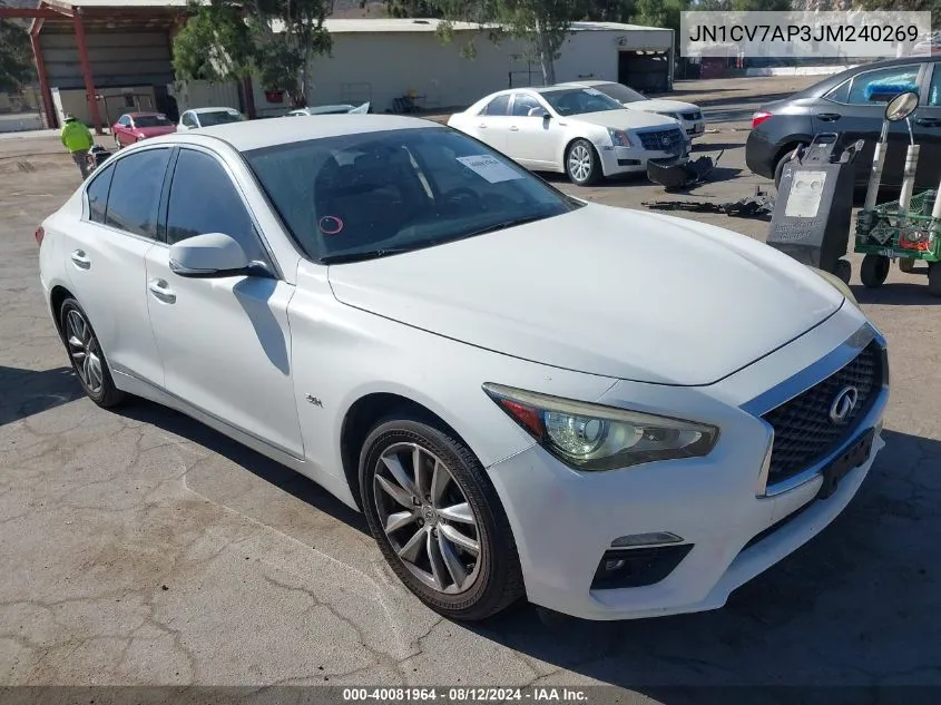 2018 Infiniti Q50 2.0T Pure VIN: JN1CV7AP3JM240269 Lot: 40081964