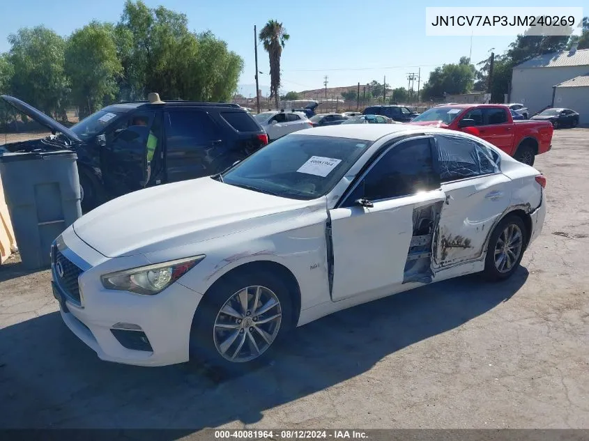 2018 Infiniti Q50 2.0T Pure VIN: JN1CV7AP3JM240269 Lot: 40081964