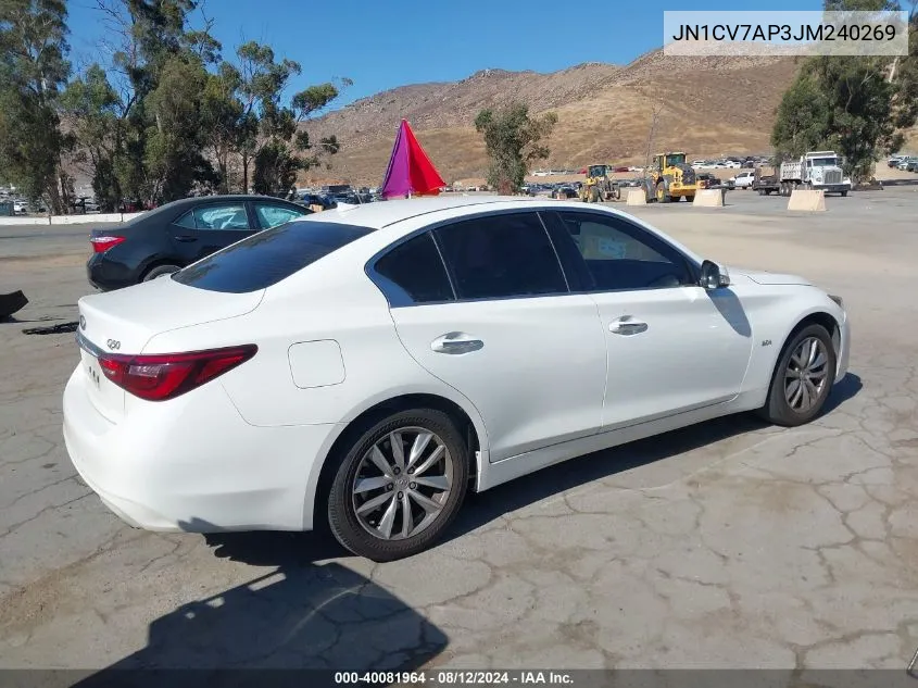 2018 Infiniti Q50 2.0T Pure VIN: JN1CV7AP3JM240269 Lot: 40081964