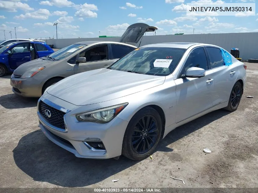 2018 Infiniti Q50 3.0T Luxe VIN: JN1EV7AP5JM350314 Lot: 40103923