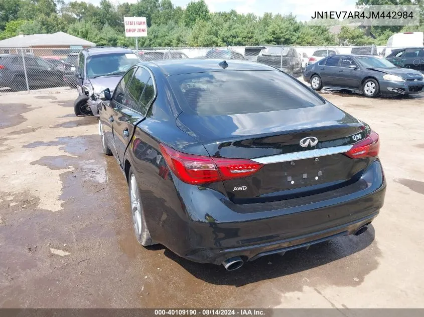 2018 Infiniti Q50 3.0T Luxe VIN: JN1EV7AR4JM442984 Lot: 40109190