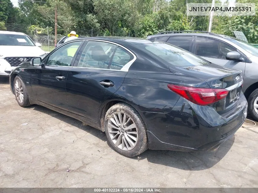 2018 Infiniti Q50 3.0T Luxe VIN: JN1EV7AP4JM355391 Lot: 40132224