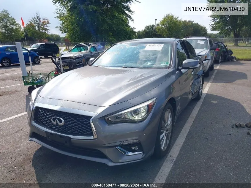 2018 Infiniti Q50 3.0T Luxe VIN: JN1EV7AR2JM610430 Lot: 40150477