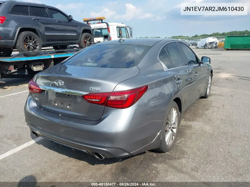 2018 Infiniti Q50 3.0T Luxe VIN: JN1EV7AR2JM610430 Lot: 40150477