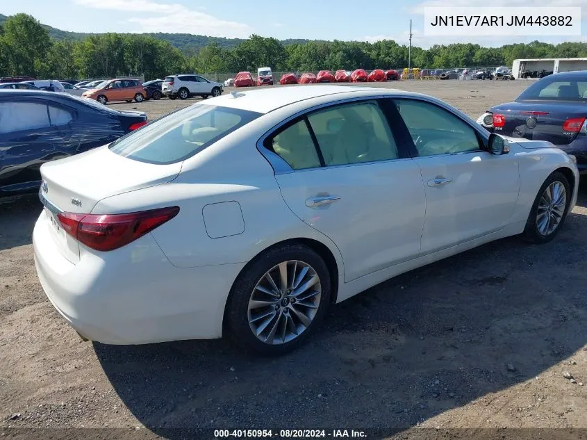 2018 Infiniti Q50 3.0T Luxe VIN: JN1EV7AR1JM443882 Lot: 40150954