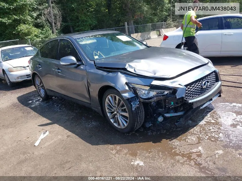 2018 Infiniti Q50 3.0T Luxe VIN: JN1EV7AR0JM438043 Lot: 40161221