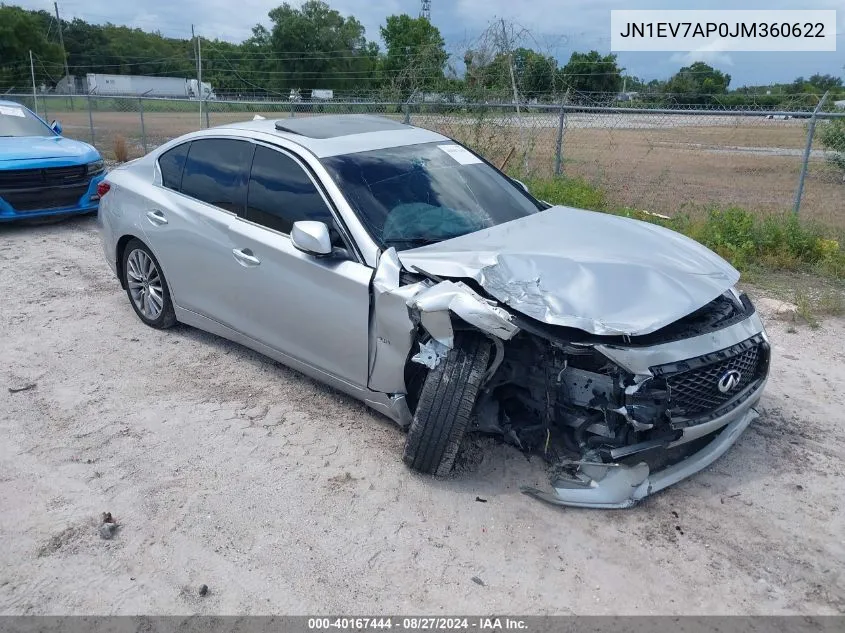 2018 Infiniti Q50 3.0T Luxe VIN: JN1EV7AP0JM360622 Lot: 40167444