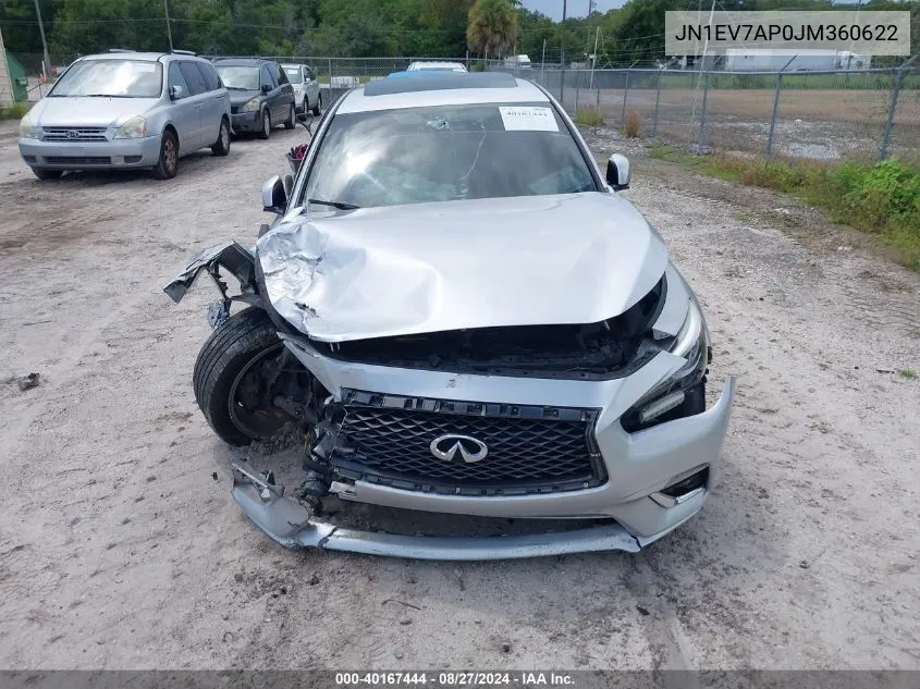 2018 Infiniti Q50 3.0T Luxe VIN: JN1EV7AP0JM360622 Lot: 40167444