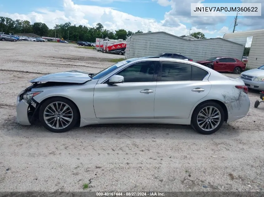 2018 Infiniti Q50 3.0T Luxe VIN: JN1EV7AP0JM360622 Lot: 40167444