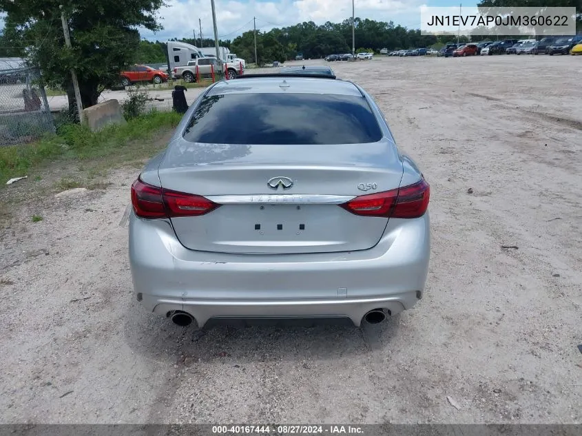 2018 Infiniti Q50 3.0T Luxe VIN: JN1EV7AP0JM360622 Lot: 40167444