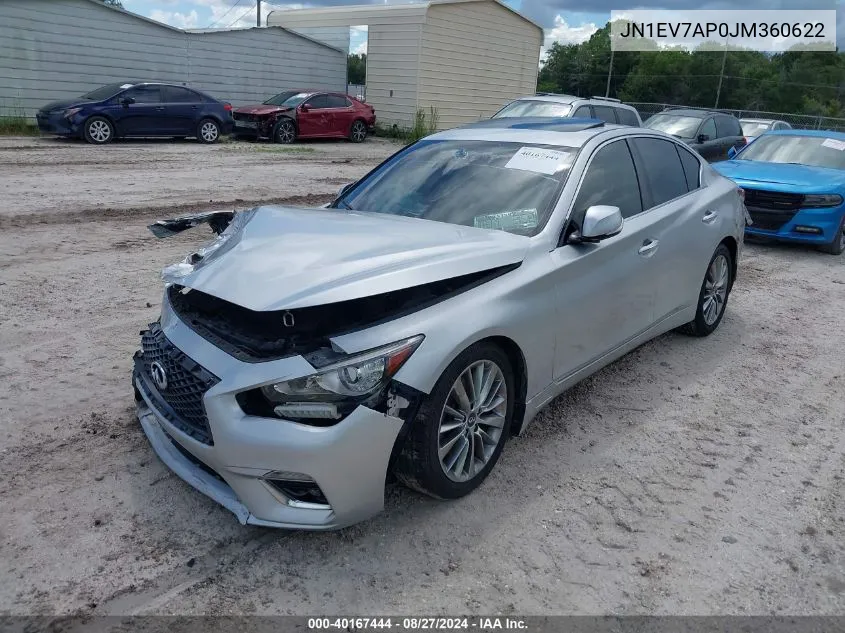 2018 Infiniti Q50 3.0T Luxe VIN: JN1EV7AP0JM360622 Lot: 40167444