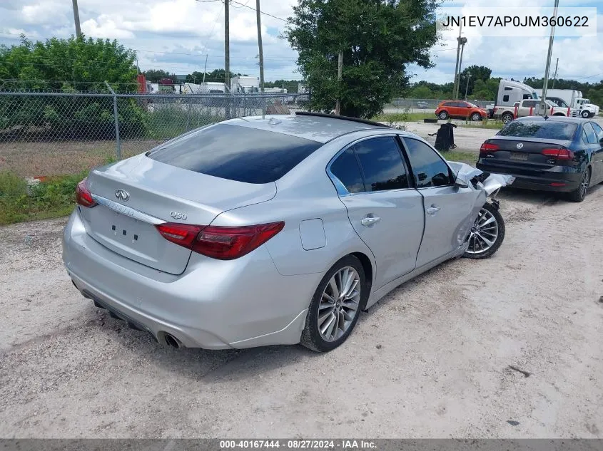 2018 Infiniti Q50 3.0T Luxe VIN: JN1EV7AP0JM360622 Lot: 40167444