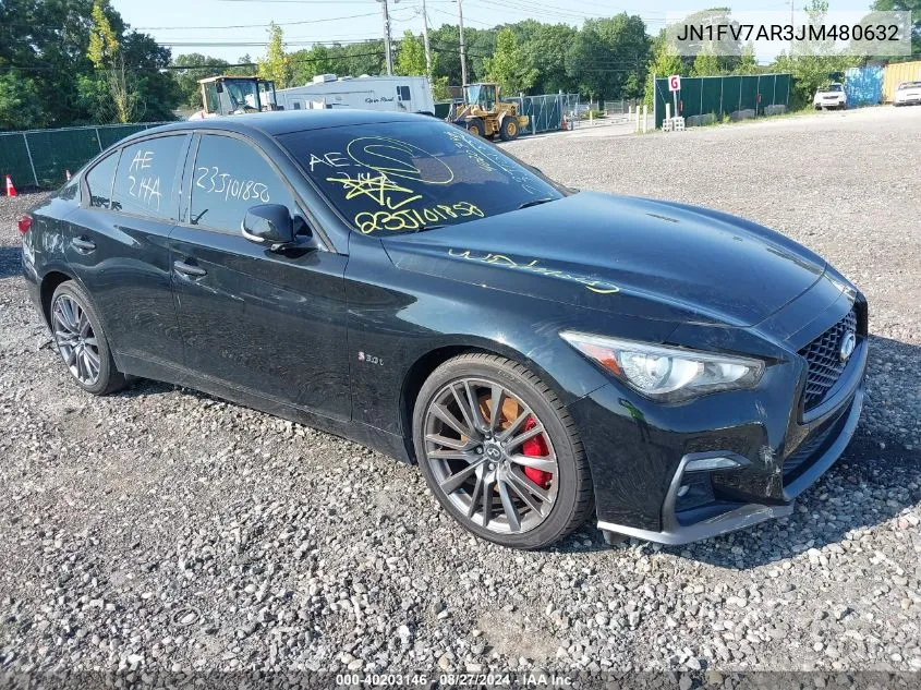 2018 Infiniti Q50 3.0T Red Sport 400 VIN: JN1FV7AR3JM480632 Lot: 40203146