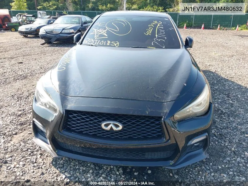 2018 Infiniti Q50 3.0T Red Sport 400 VIN: JN1FV7AR3JM480632 Lot: 40203146