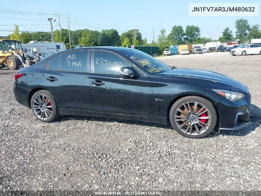 2018 Infiniti Q50 3.0T Red Sport 400 VIN: JN1FV7AR3JM480632 Lot: 40203146