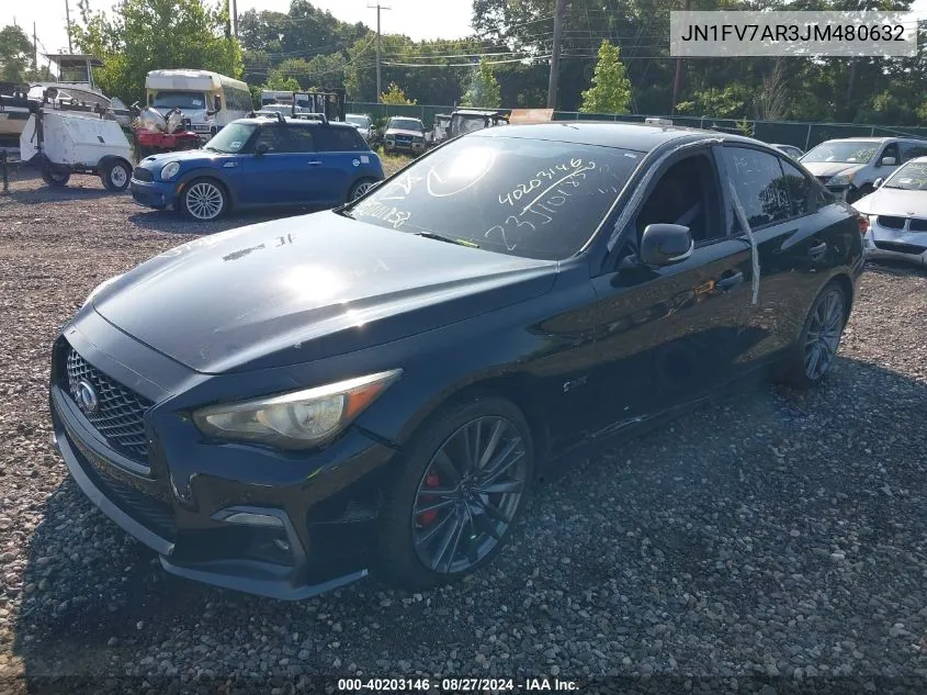 2018 Infiniti Q50 3.0T Red Sport 400 VIN: JN1FV7AR3JM480632 Lot: 40203146