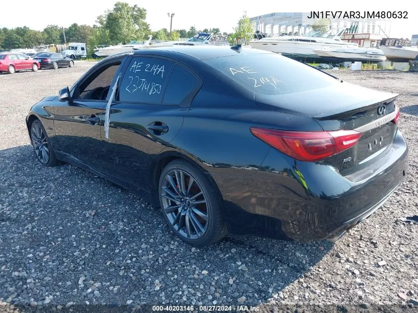 2018 Infiniti Q50 3.0T Red Sport 400 VIN: JN1FV7AR3JM480632 Lot: 40203146