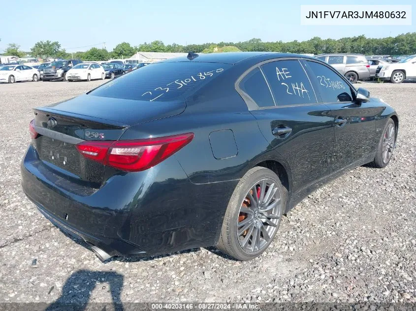 2018 Infiniti Q50 3.0T Red Sport 400 VIN: JN1FV7AR3JM480632 Lot: 40203146