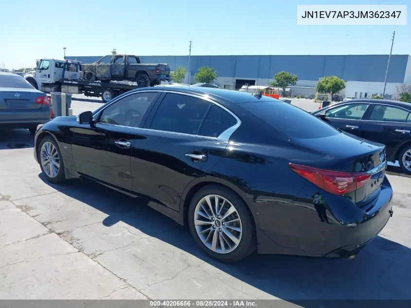 2018 Infiniti Q50 3.0T Luxe VIN: JN1EV7AP3JM362347 Lot: 40206656