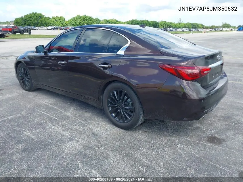 2018 Infiniti Q50 3.0T Luxe VIN: JN1EV7AP8JM350632 Lot: 40206789