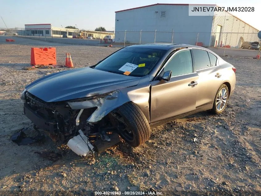 2018 Infiniti Q50 3.0T Luxe VIN: JN1EV7AR7JM432028 Lot: 40216943