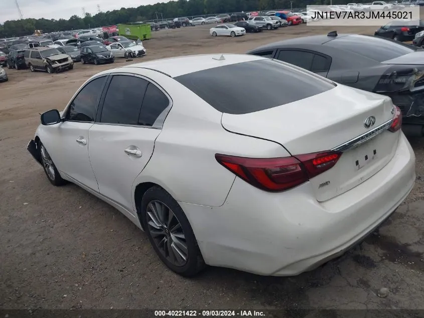 2018 Infiniti Q50 3.0T Luxe VIN: JN1EV7AR3JM445021 Lot: 40221422