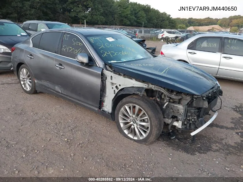 2018 Infiniti Q50 3.0T Luxe VIN: JN1EV7AR9JM440650 Lot: 40285582