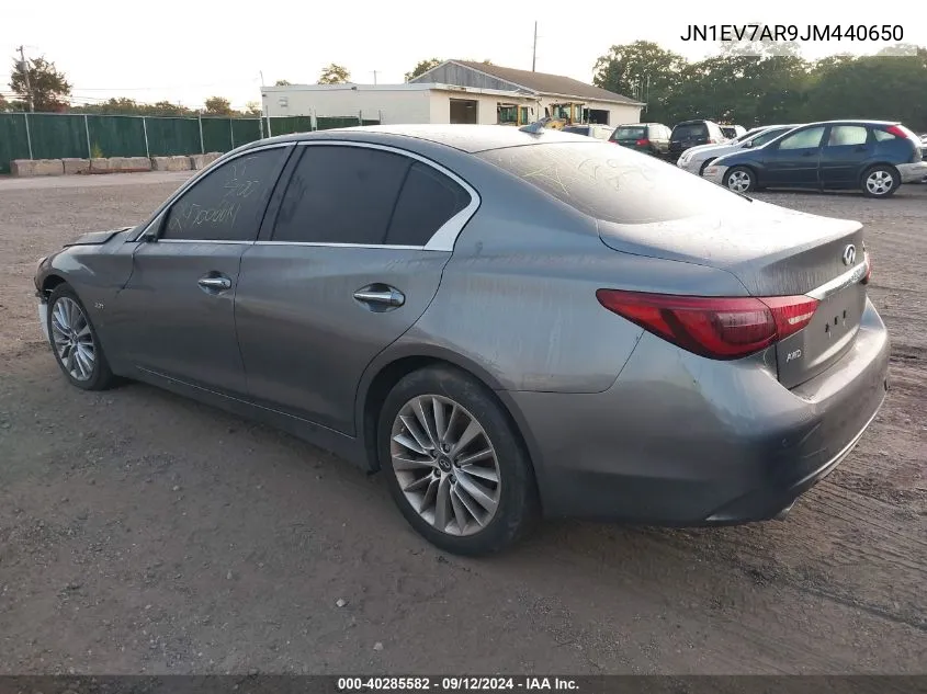 2018 Infiniti Q50 3.0T Luxe VIN: JN1EV7AR9JM440650 Lot: 40285582