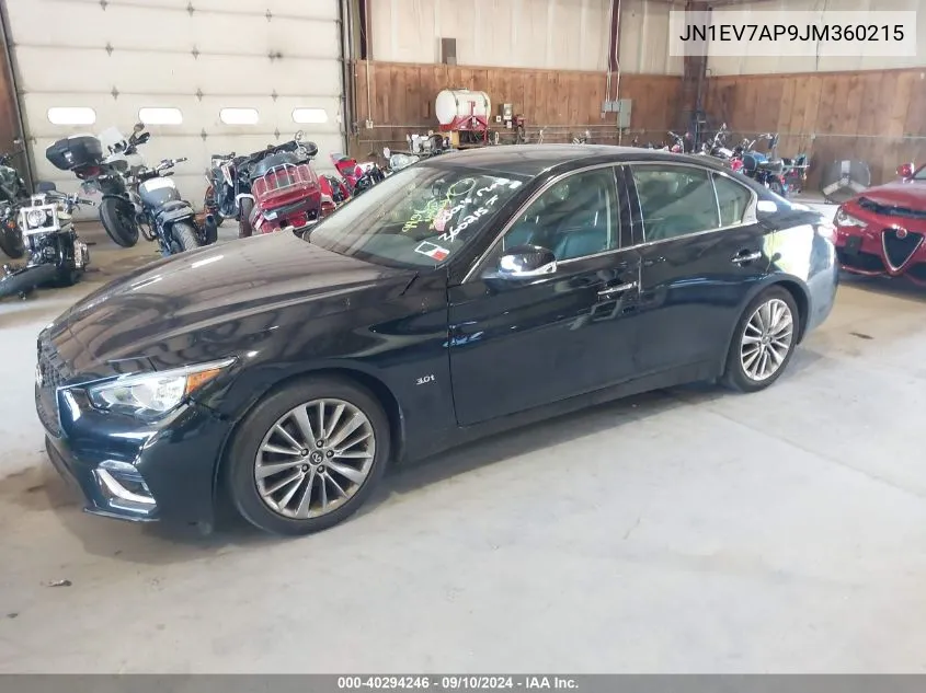 2018 Infiniti Q50 3.0T Luxe VIN: JN1EV7AP9JM360215 Lot: 40294246