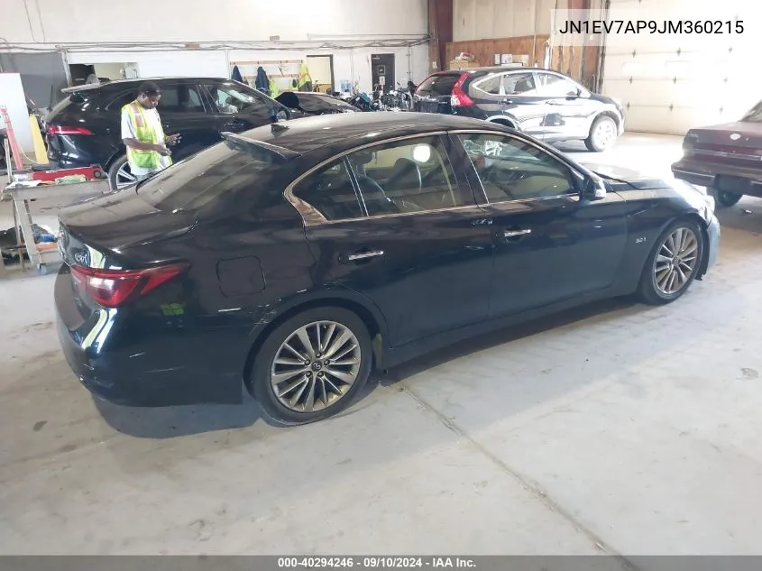 2018 Infiniti Q50 3.0T Luxe VIN: JN1EV7AP9JM360215 Lot: 40294246