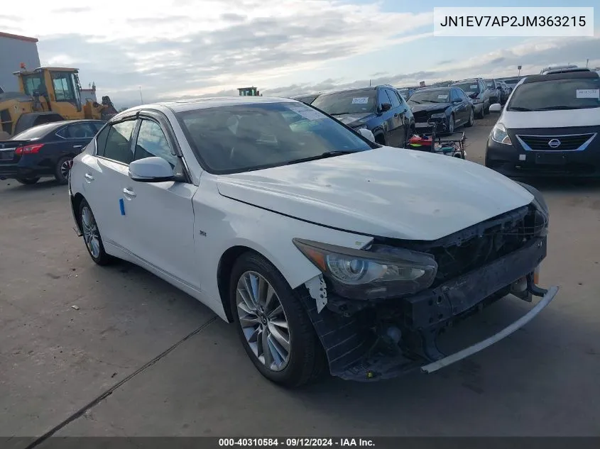 2018 Infiniti Q50 Luxe/Sport VIN: JN1EV7AP2JM363215 Lot: 40310584