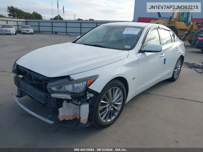 2018 Infiniti Q50 Luxe/Sport VIN: JN1EV7AP2JM363215 Lot: 40310584