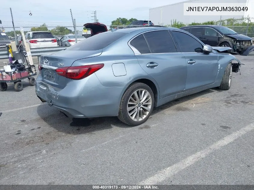 2018 Infiniti Q50 3.0T Luxe VIN: JN1EV7AP0JM363049 Lot: 40319173