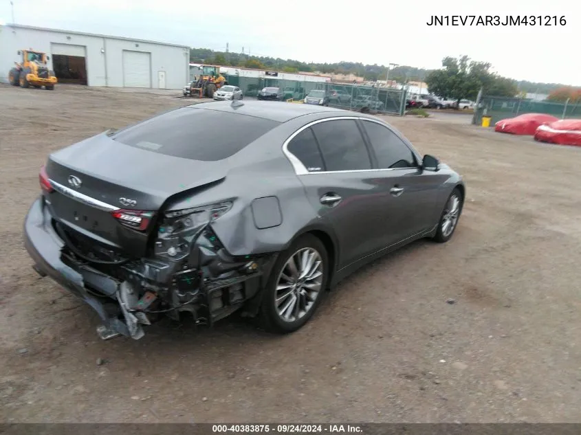 2018 Infiniti Q50 Luxe/Sport VIN: JN1EV7AR3JM431216 Lot: 40383875