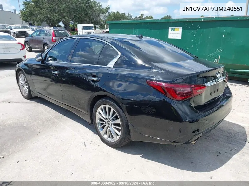 2018 Infiniti Q50 2.0T Luxe VIN: JN1CV7AP7JM240551 Lot: 40384962