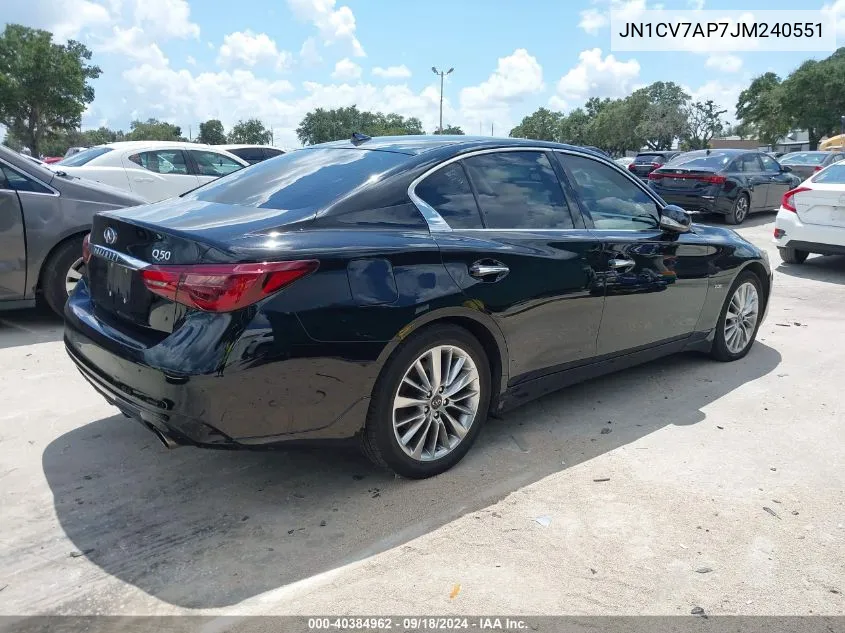 2018 Infiniti Q50 2.0T Luxe VIN: JN1CV7AP7JM240551 Lot: 40384962