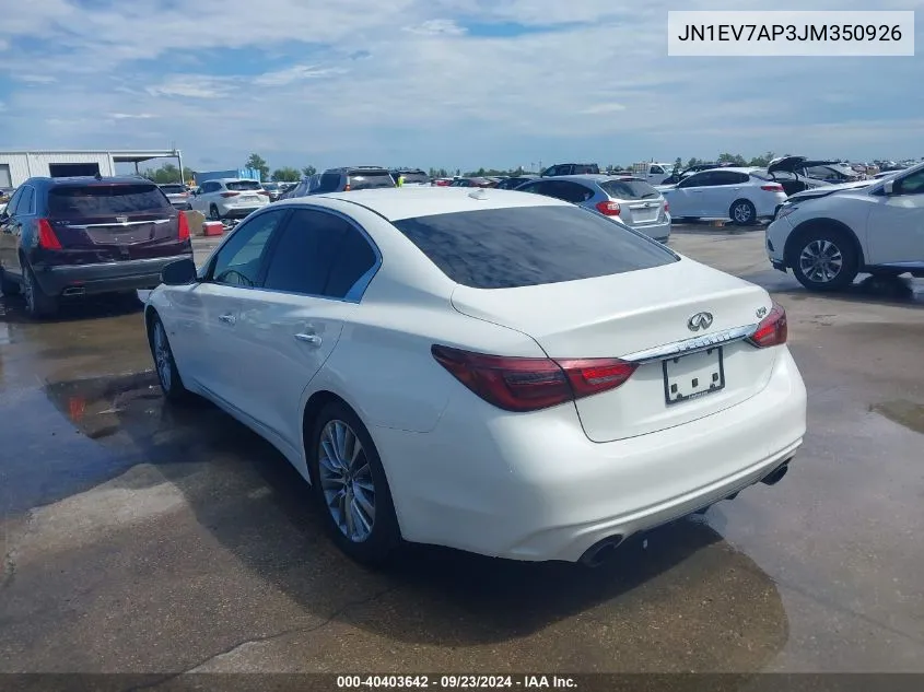 2018 Infiniti Q50 3.0T Luxe VIN: JN1EV7AP3JM350926 Lot: 40403642