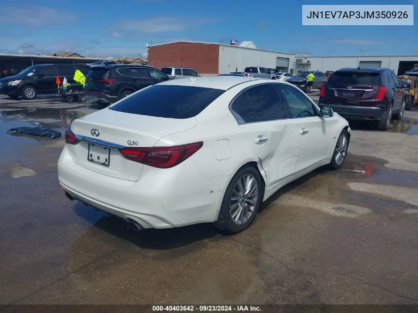 2018 Infiniti Q50 3.0T Luxe VIN: JN1EV7AP3JM350926 Lot: 40403642