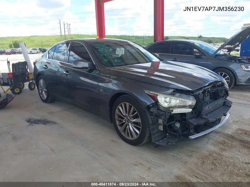 2018 Infiniti Q50 3.0T Luxe VIN: JN1EV7AP7JM356230 Lot: 40411874