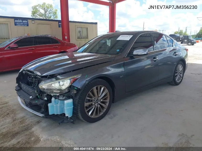 2018 Infiniti Q50 3.0T Luxe VIN: JN1EV7AP7JM356230 Lot: 40411874