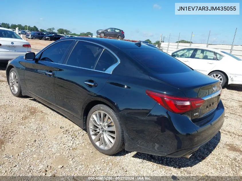 2018 Infiniti Q50 3.0T Luxe VIN: JN1EV7AR3JM435055 Lot: 40451250